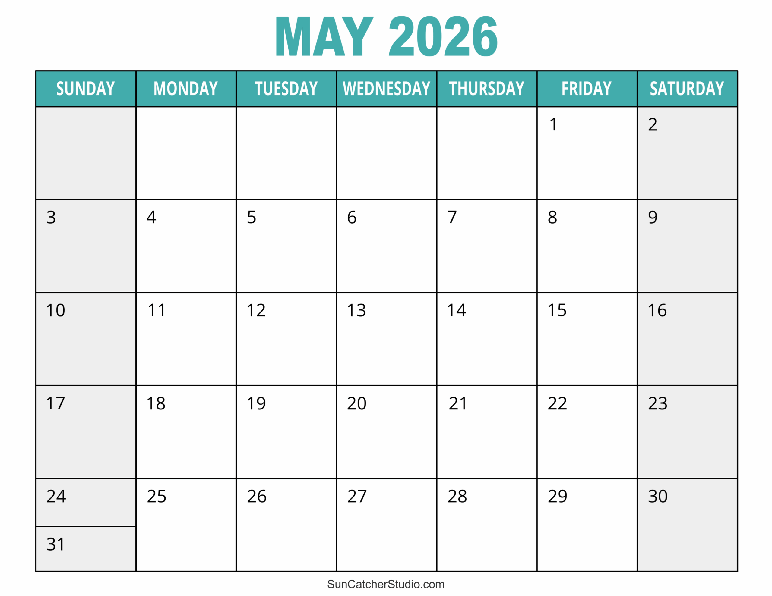 Blank Calendar August 2023-May 2026