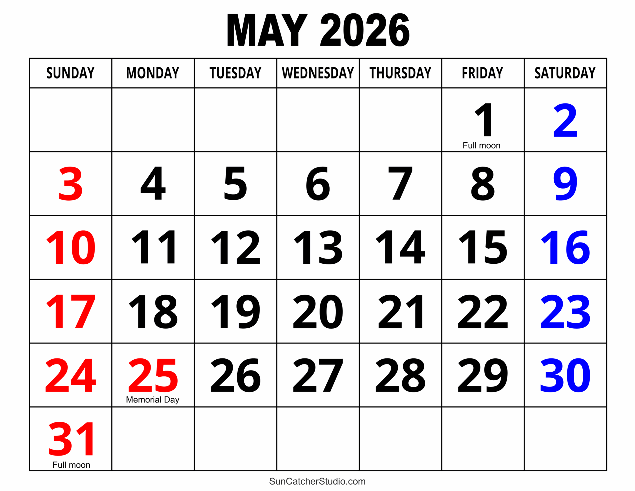 May Calendar 2026 Png