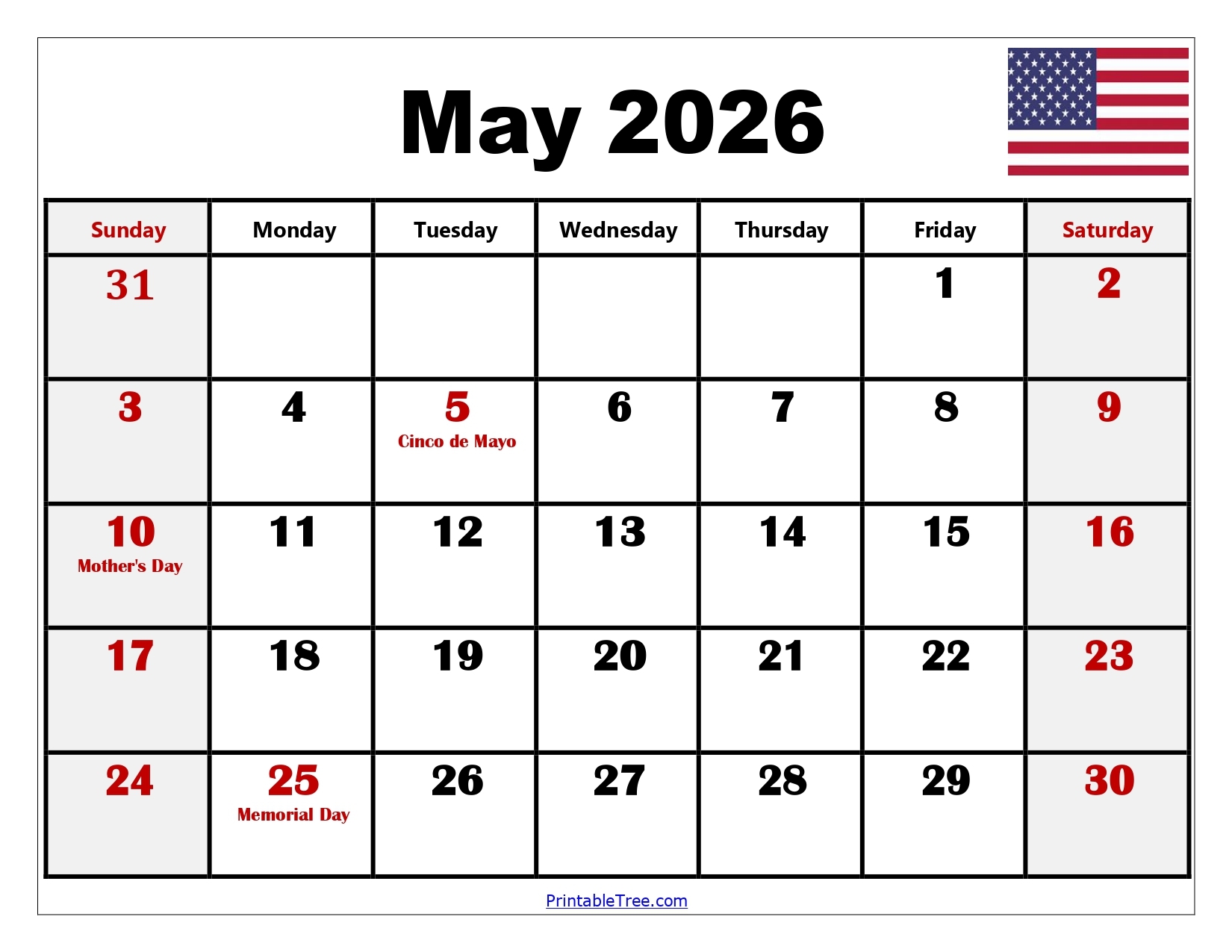 3 Month Calendar March April May 2026