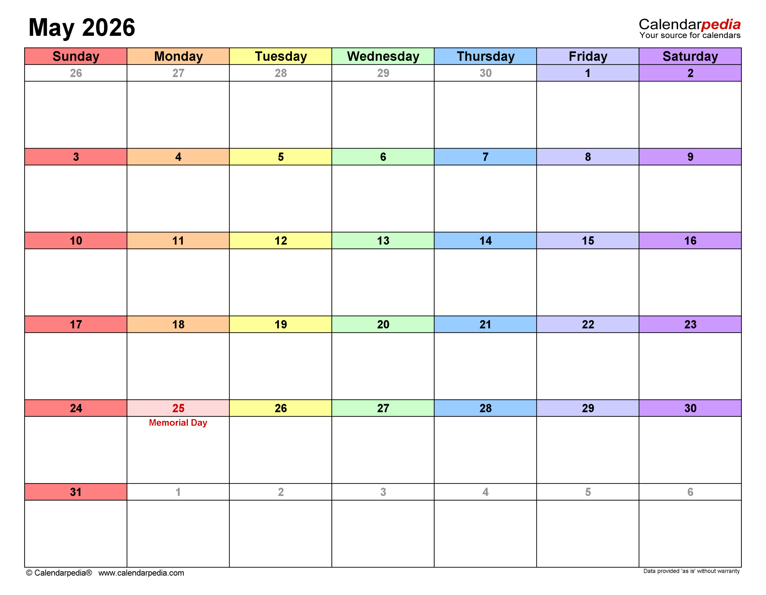 Township Event Calendar May 2026