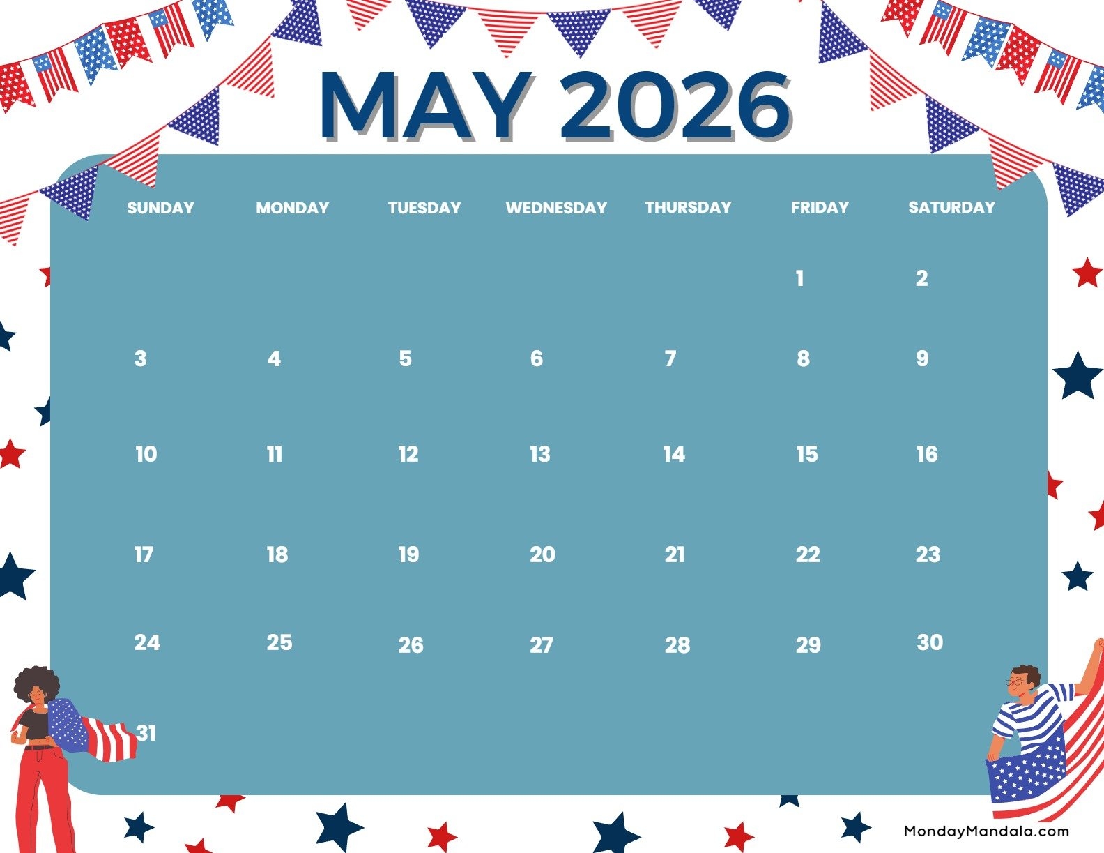 May Calendar 2026 Memorial Day