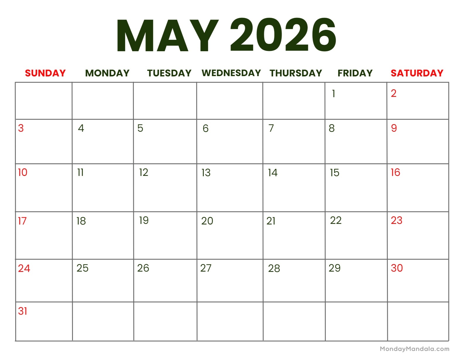Las Vegas Calendar May 2026
