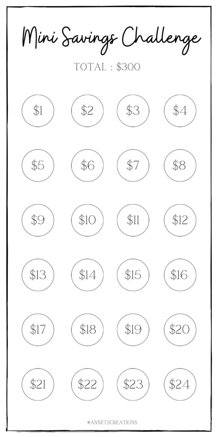 Mini Savings Challenge Save 300 Challenge Digital Download Cash Stuffing Etsy