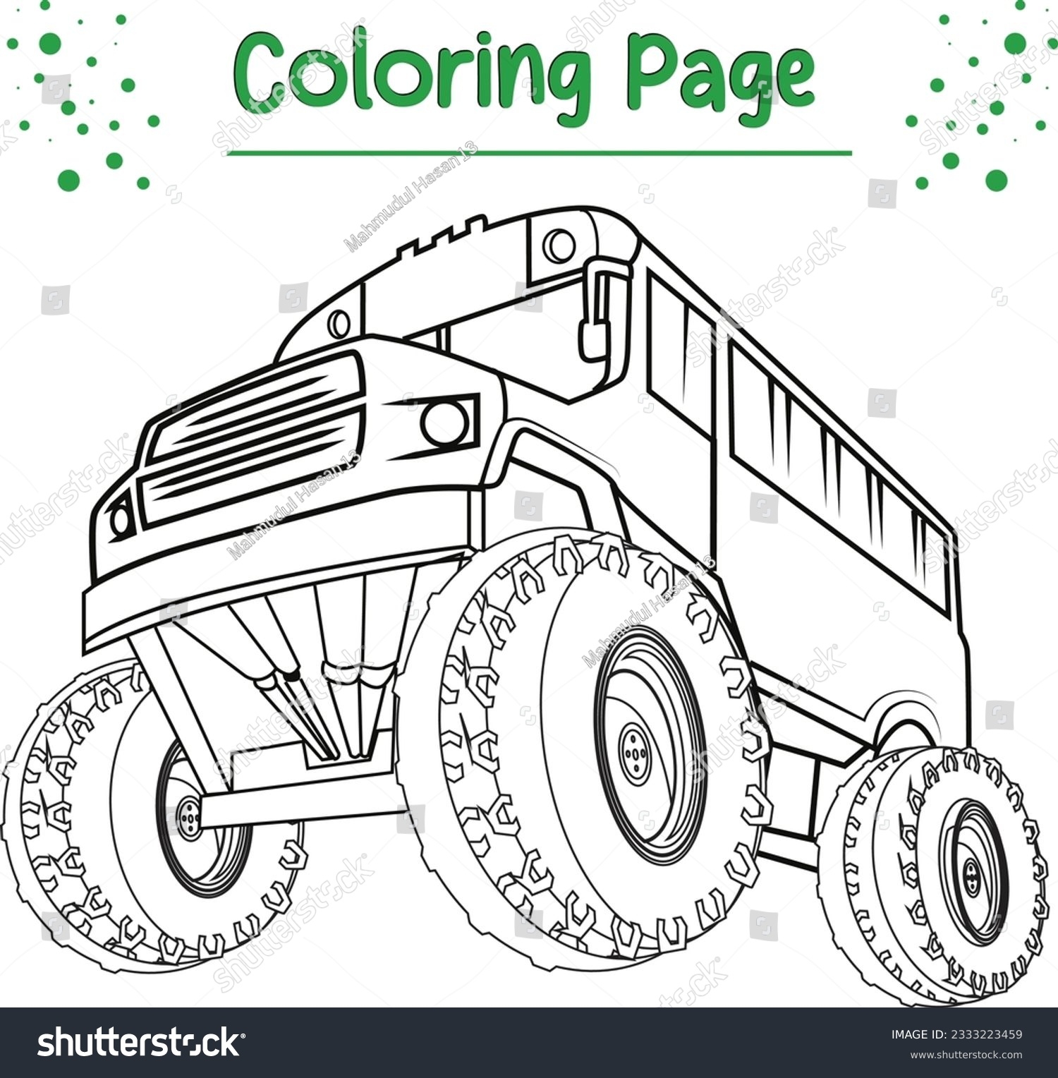 Monster Truck Coloring Page Printable Monster Stock Vector 
