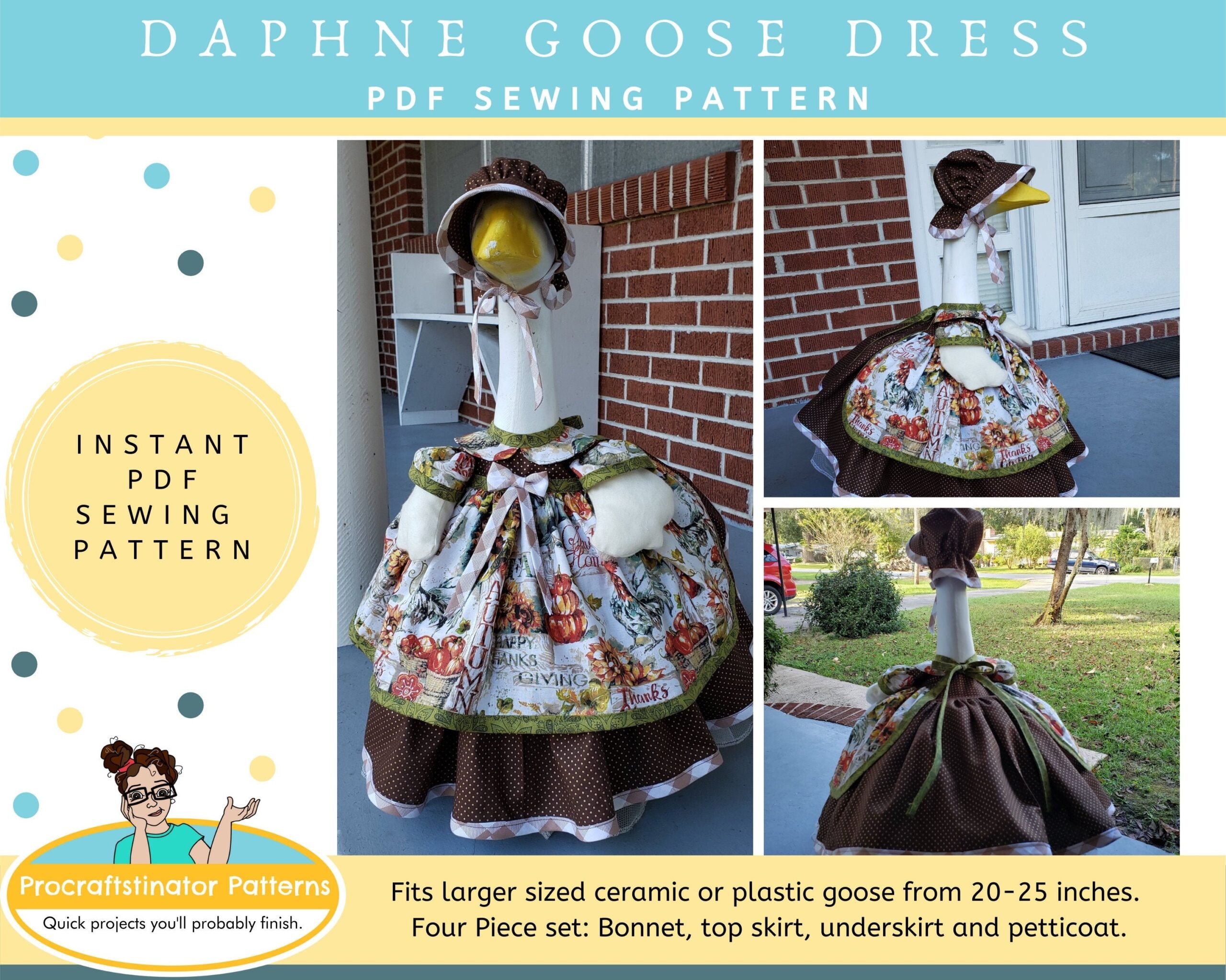 PDF Instant Download Daphne Goose Dress Sewing Pattern Yard Goose Lawn Goose Ceramic Goose Goose Clothes Sewing Pattern Etsy