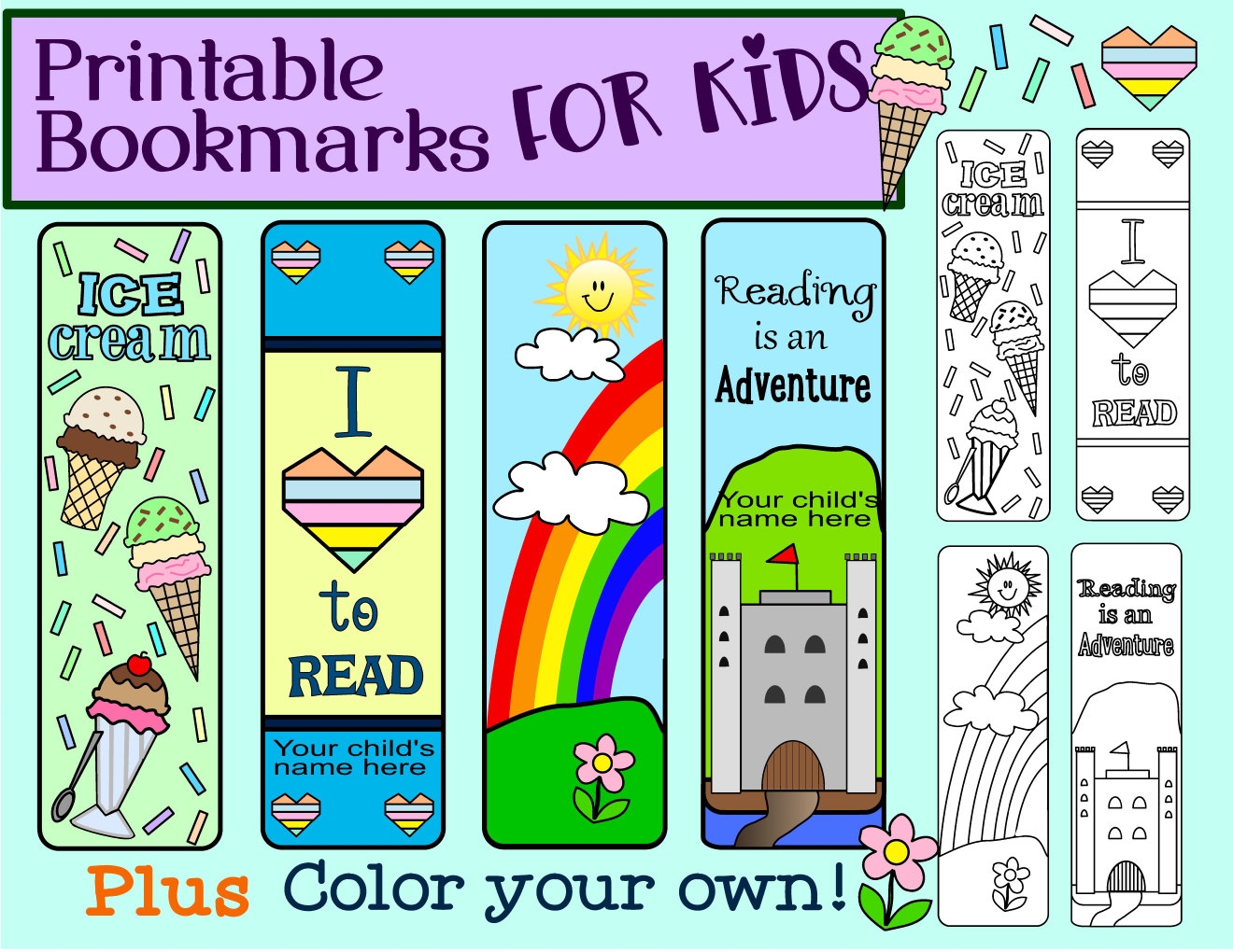Printable Bookmarks For Kids Kids Art Color Your Own Bookmark 