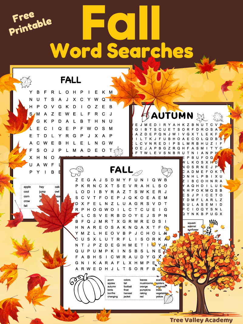 Free Printable Autumn Word Search