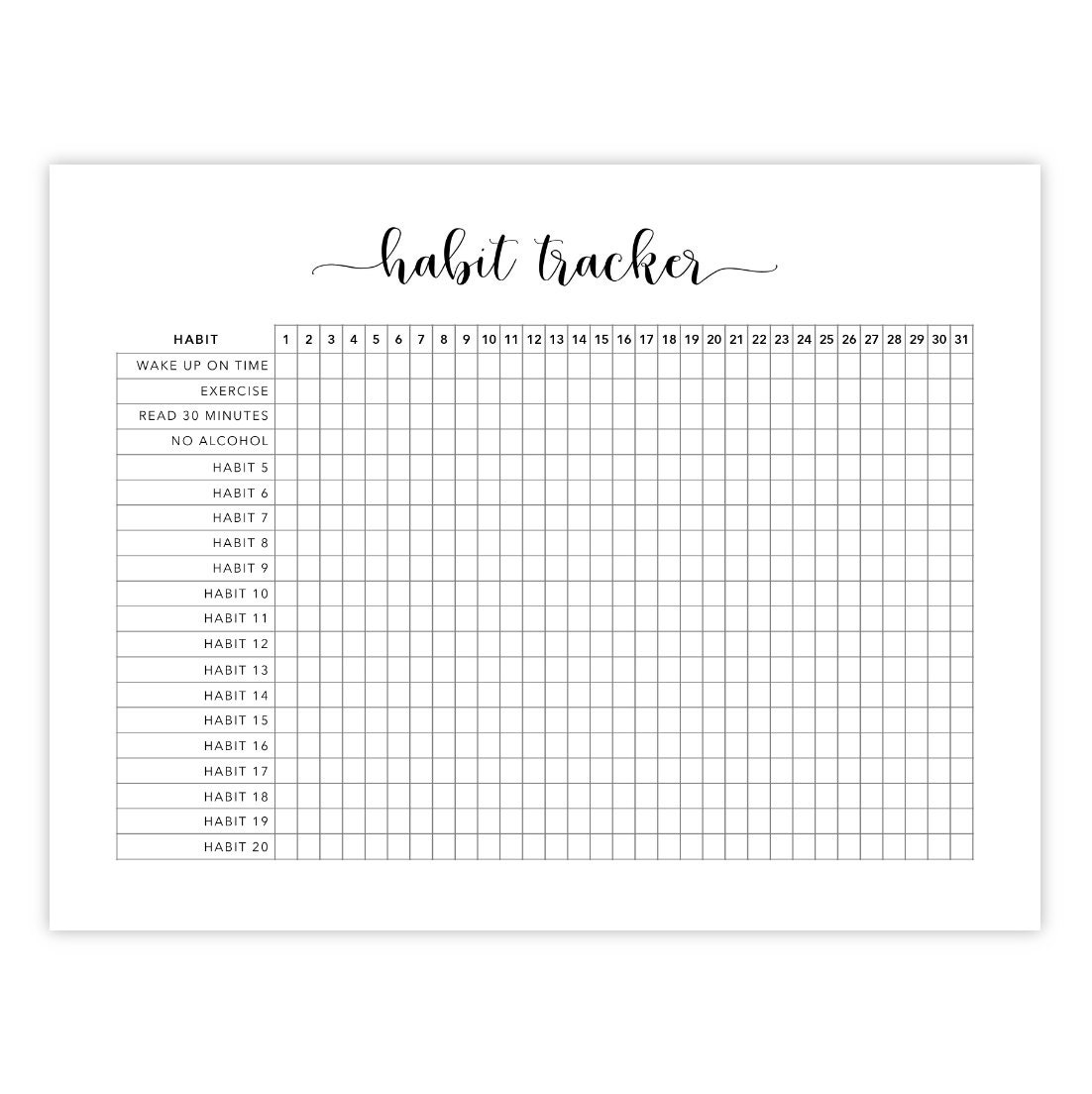 Printable Habit Tracker Habit Tracking PDF Habit Printable Daily Habit Tracker Monthly Habit Tracker Habit Tracker Download