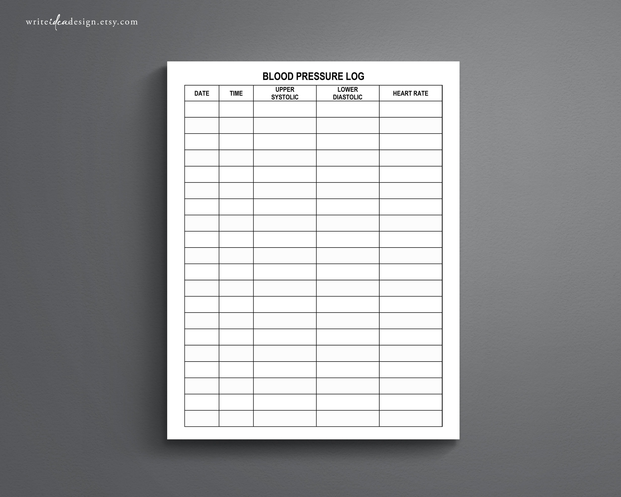 Printable Large Print Blood Pressure Log Blood Pressure Tracker 