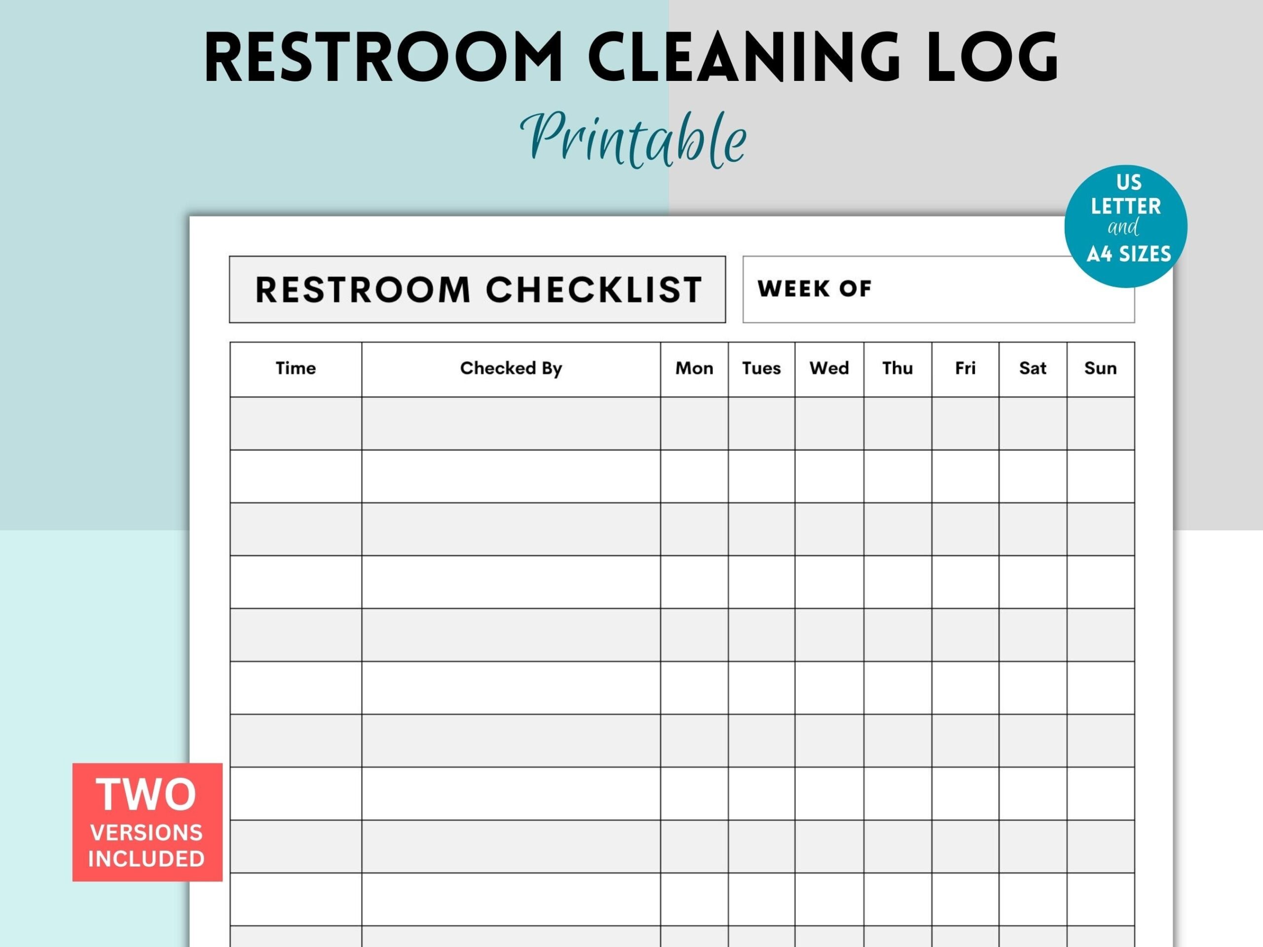 Printable Restroom Cleaning Log For Businesses Bathroom Cleaning 