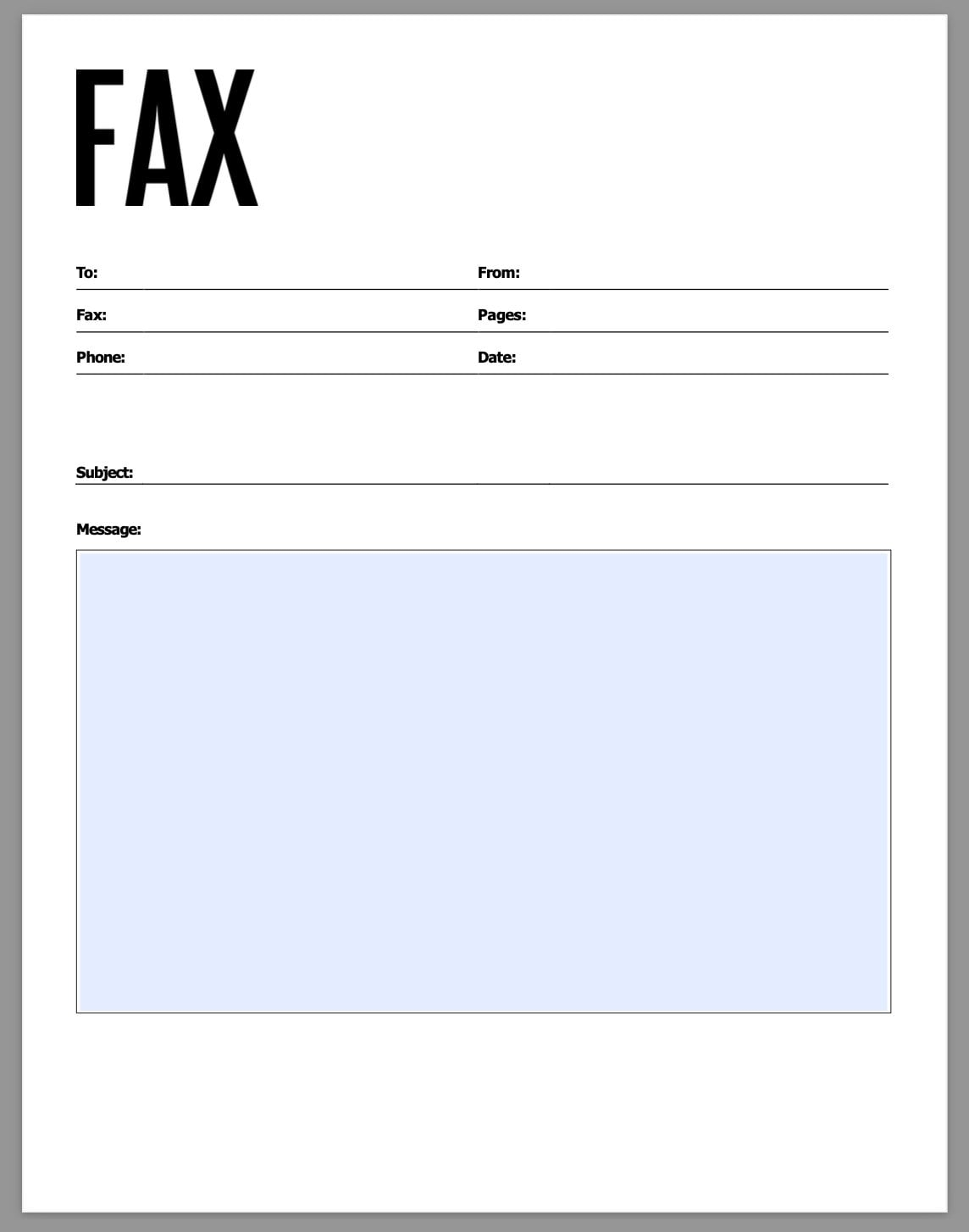 Free Printable Fax Cover Sheet Template