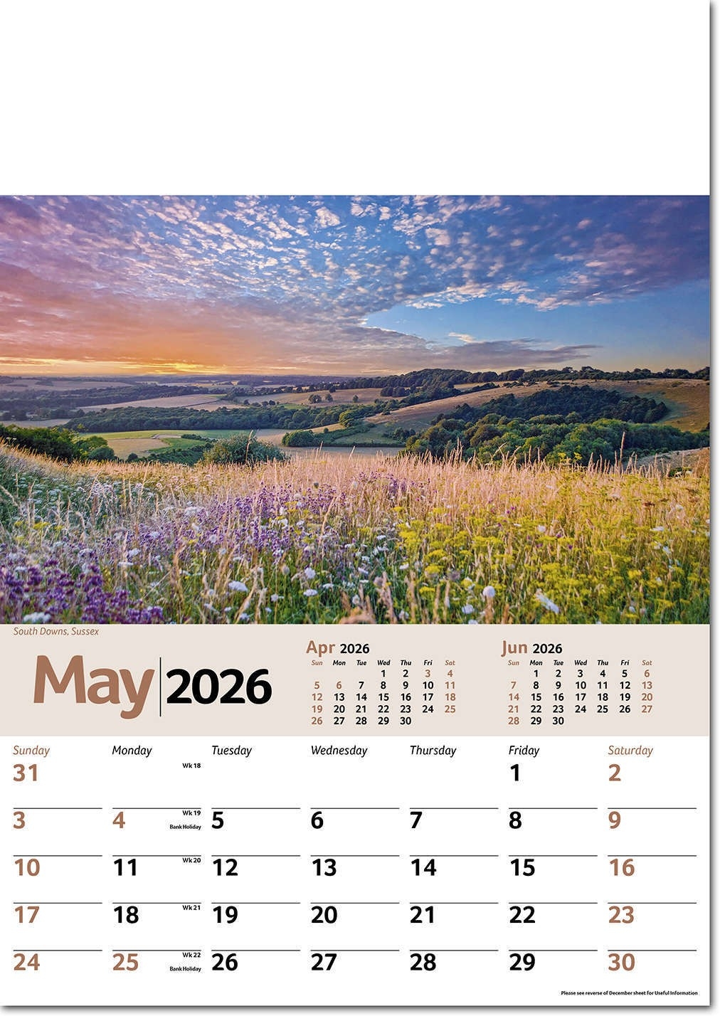 Scenic Memo Branded Calendar 2026 Rose Calendars