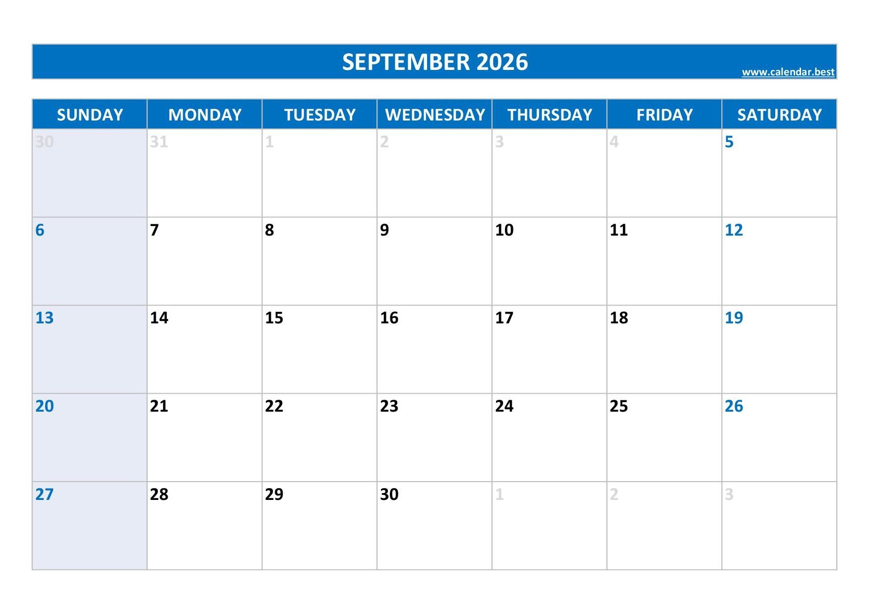 Calendar September 2026-May 2026