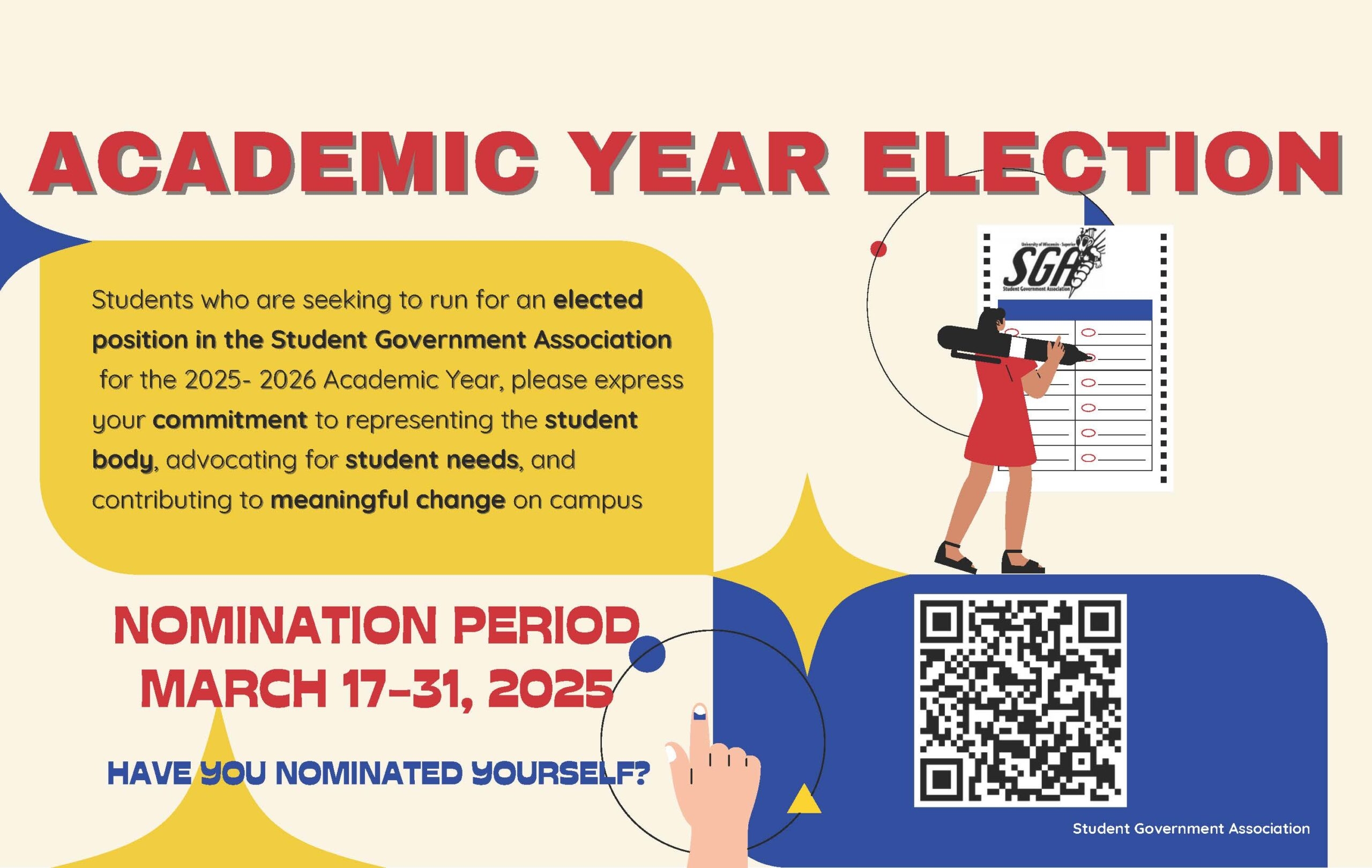 SGA 2025 2026 Academic Year Nomination Period UW Superior