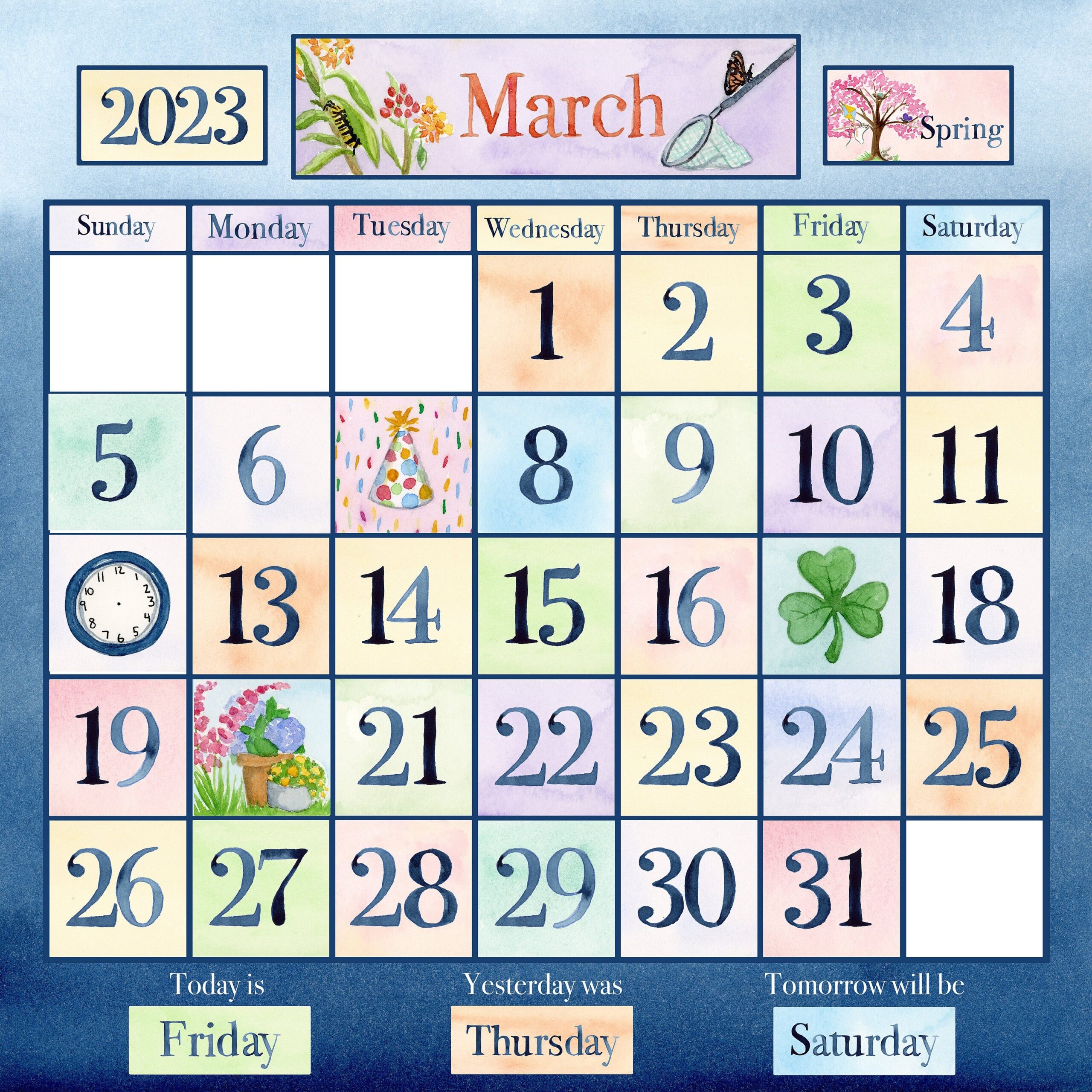 Watercolor Calendar Kit Bundle Nature Themed Classroom Calendar 