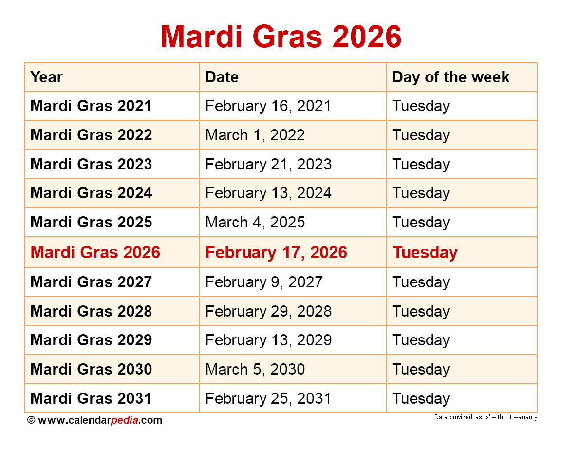 New Orleans Calendar May 2026
