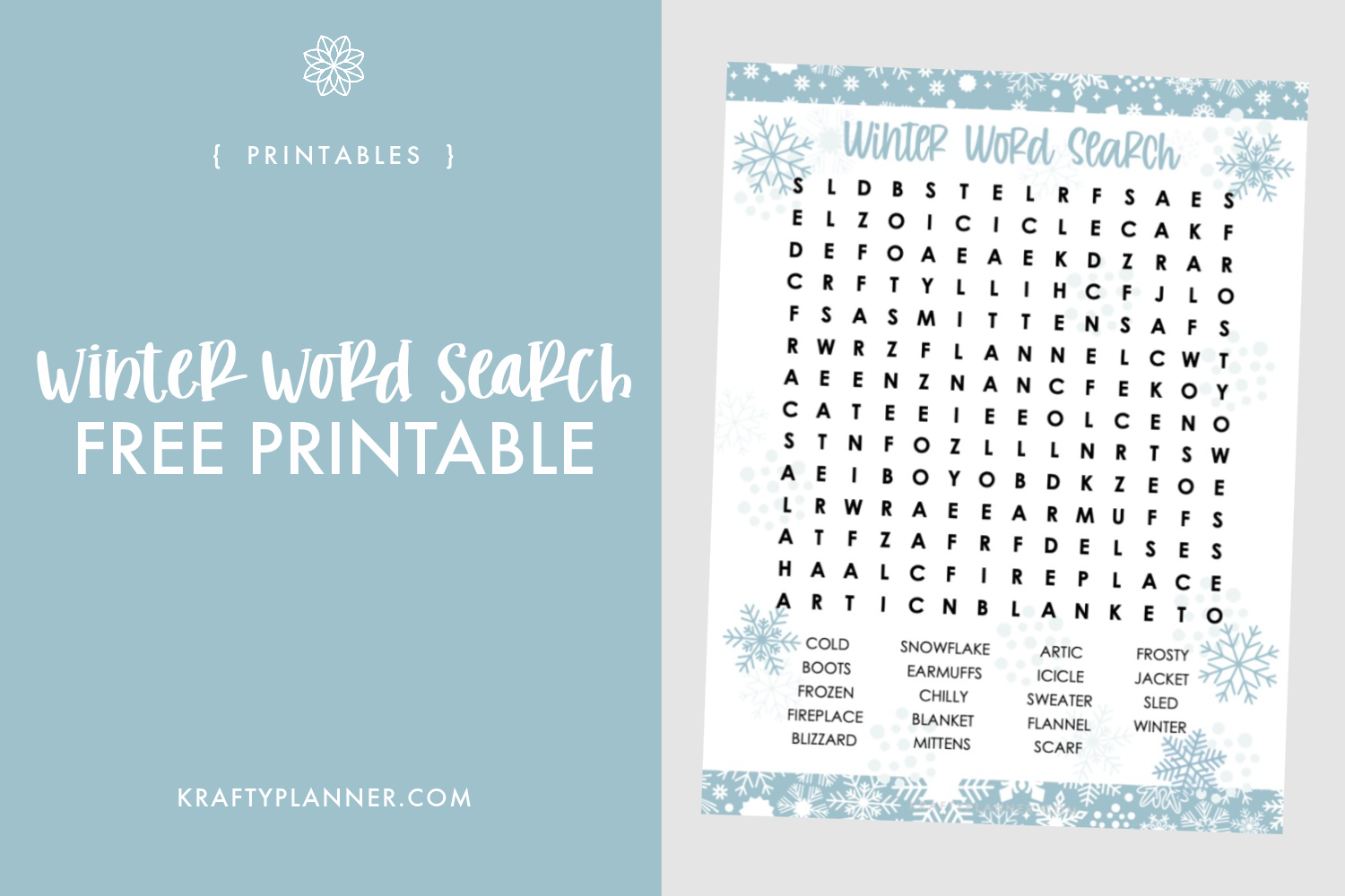 Winter Word Search Free Printable
