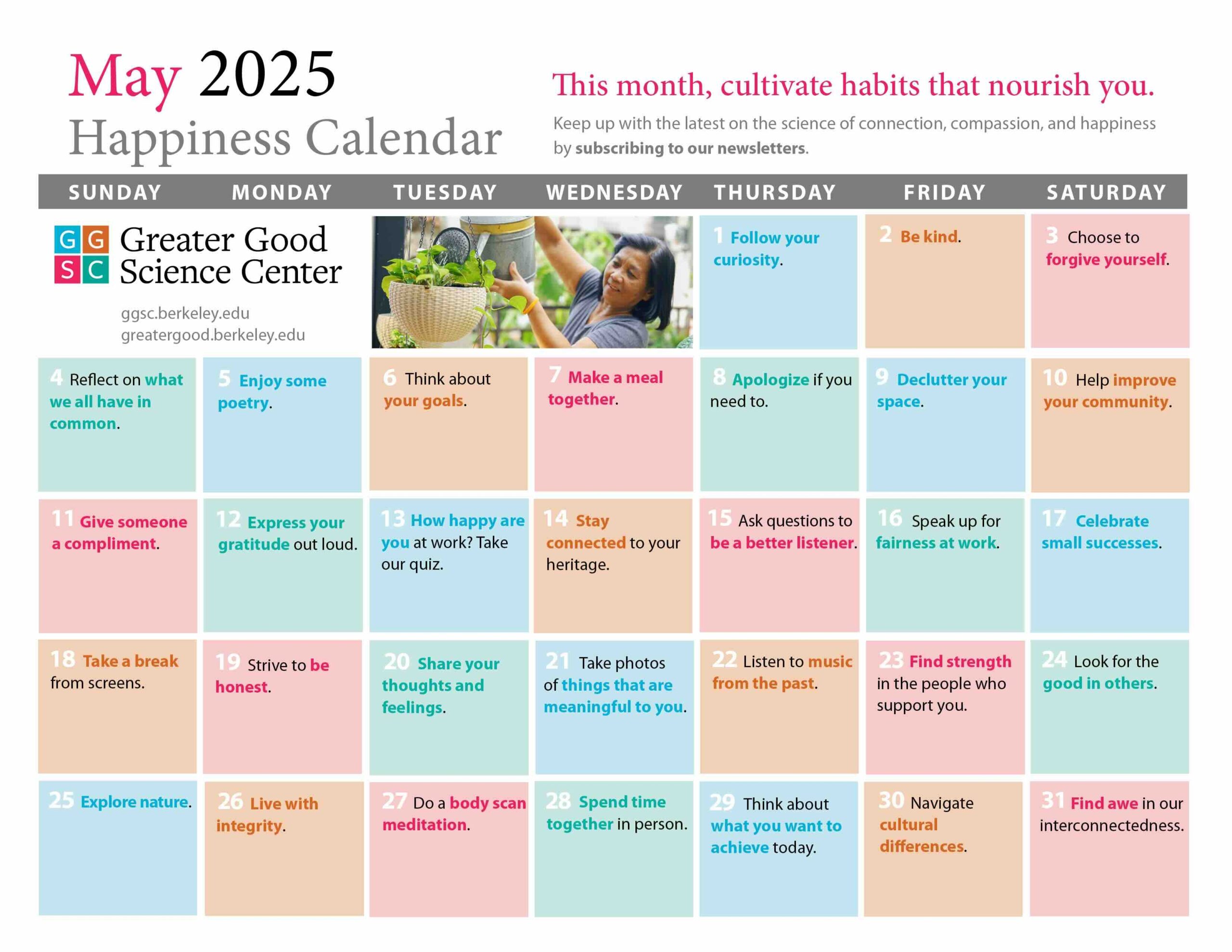 Your Happiness Calendar For May 2025