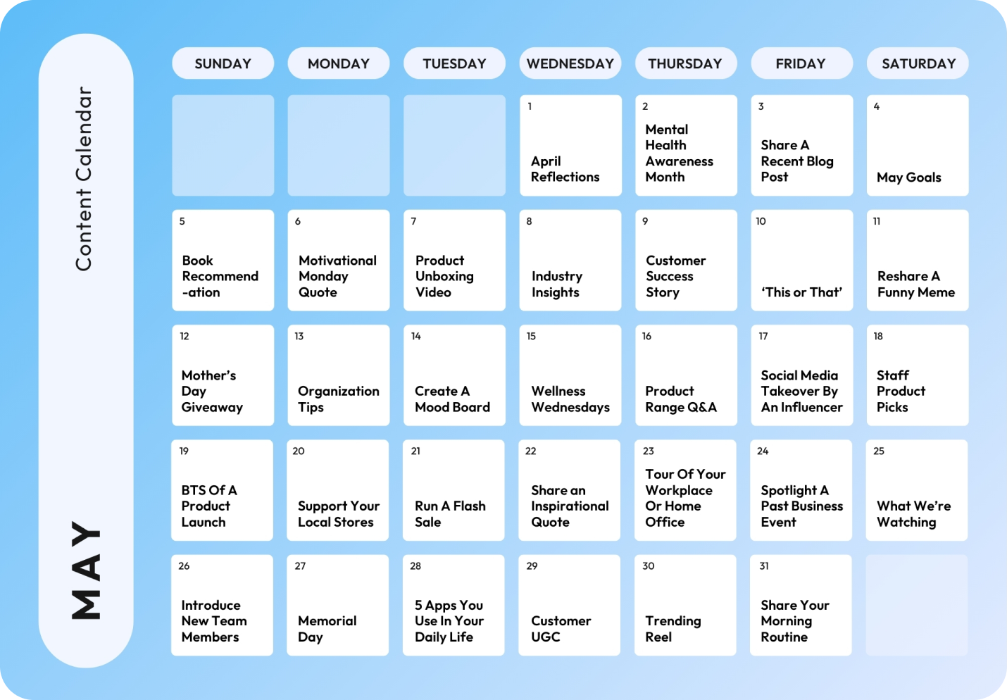 May Social Media Calendar 2026